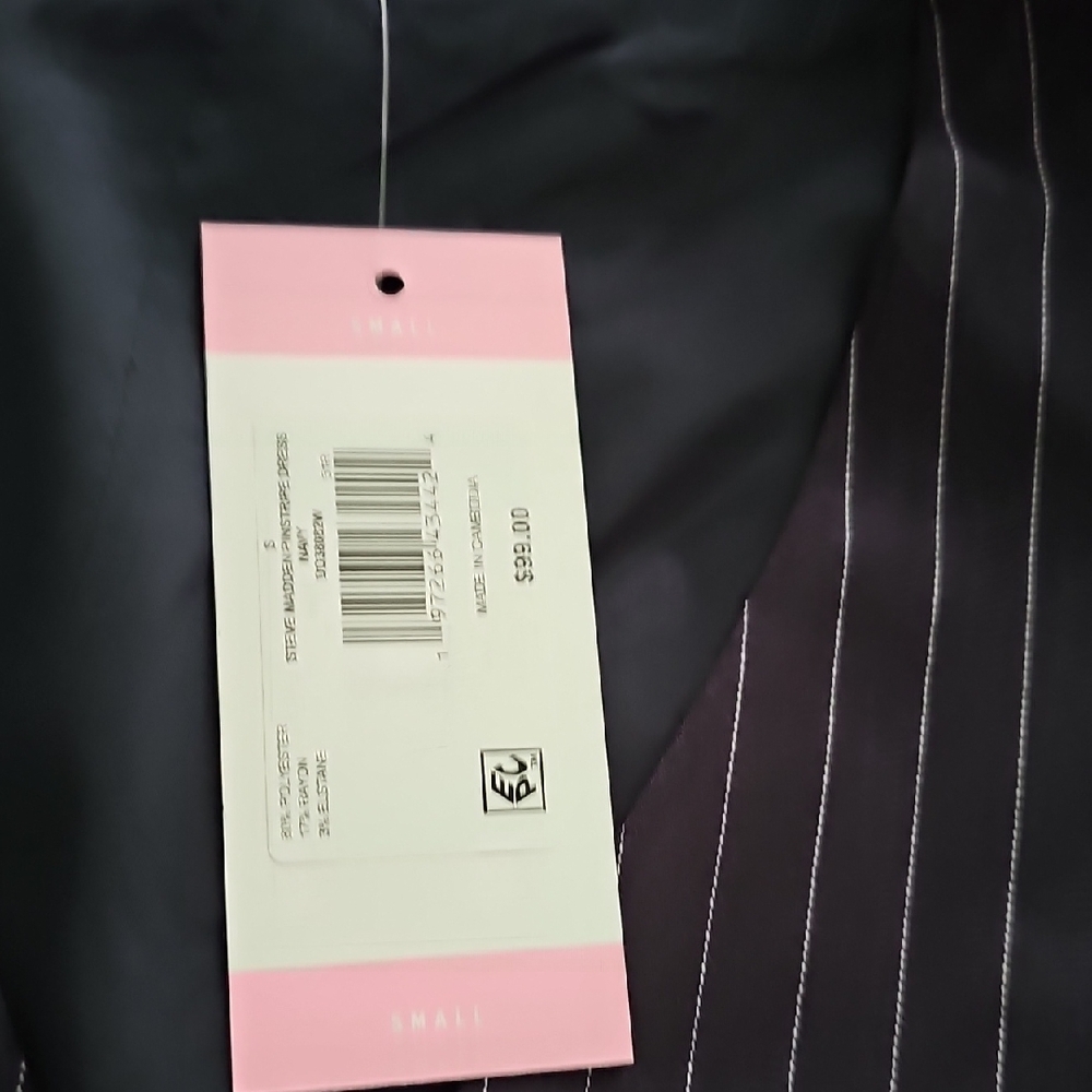 NWT Steve Madden Pinstripe Sleeveless V-Neck Button Front Dress - Small - Picture 9 of 12
